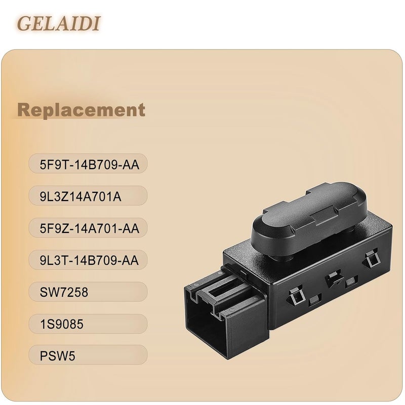 GELAIDI مفتاح مقعد الطاقة 6 اتجاهات لسيارات فورد موستانج F150 F250 F350 إكسبلورر إيسكيب لينكولن والمزيد من 2005-2015، مفتاح ضبط مقعد الطاقة للجانب السائق والراكب 9L3Z14A701A 5F9T-14B709-AA - Image 4